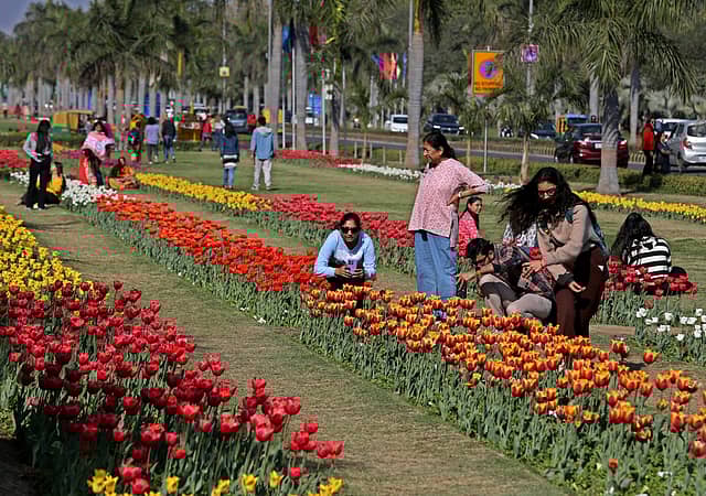 Visitors at NDMC Tulip Festival, Shantipath, New Delhi, February 13, 2025