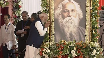 Watch | PM Modi, Adhikari pay tribute to Tagore at Brigade Parade Ground ahead of Bengal CM swearing-in