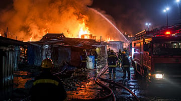 Major Fire Breaks Out in Labour Slums Near Udyog Bhawan; No Casualties Reported