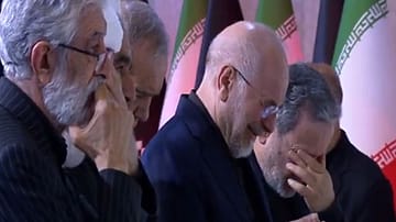 Watch: Iran Parliament Speaker  Breaks Down As Top Leaders Mourn Ayatollah Khamenei
