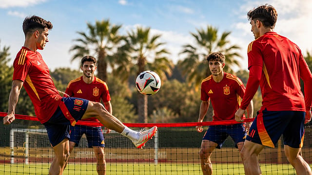 Watch | Spain's Unique Football-Tennis Training Steals The Show Ahead Of Belgium Quarter-Final Watch | Spain's Unique Football-Tennis Training Steals The Show Ahead Of Belgium Quarter-Final