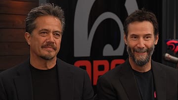 Custom bike builder Gard Hollinger and Hollywood actor Keanu Reeves.