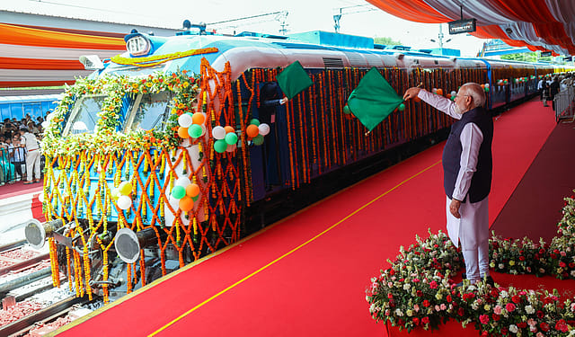 Prime Minister Narendra Modi flags off India's 1st Hydrogen Train between Jind and Sonipat, in Jind on Friday. Prime Minister Narendra Modi flags off India's 1st Hydrogen Train between Jind and Sonipat, in Jind on Friday.