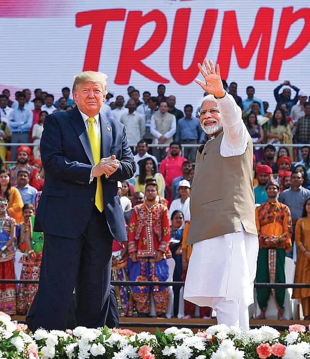 US President Donald Trump and Prime Minister Narendra Modi at the ‘Namaste Trump’ rally, Ahmedabad, February 24, 2020 (Photo: AFP) US President Donald Trump and Prime Minister Narendra Modi at the ‘Namaste Trump’ rally, Ahmedabad, February 24, 2020 (Photo: AFP)