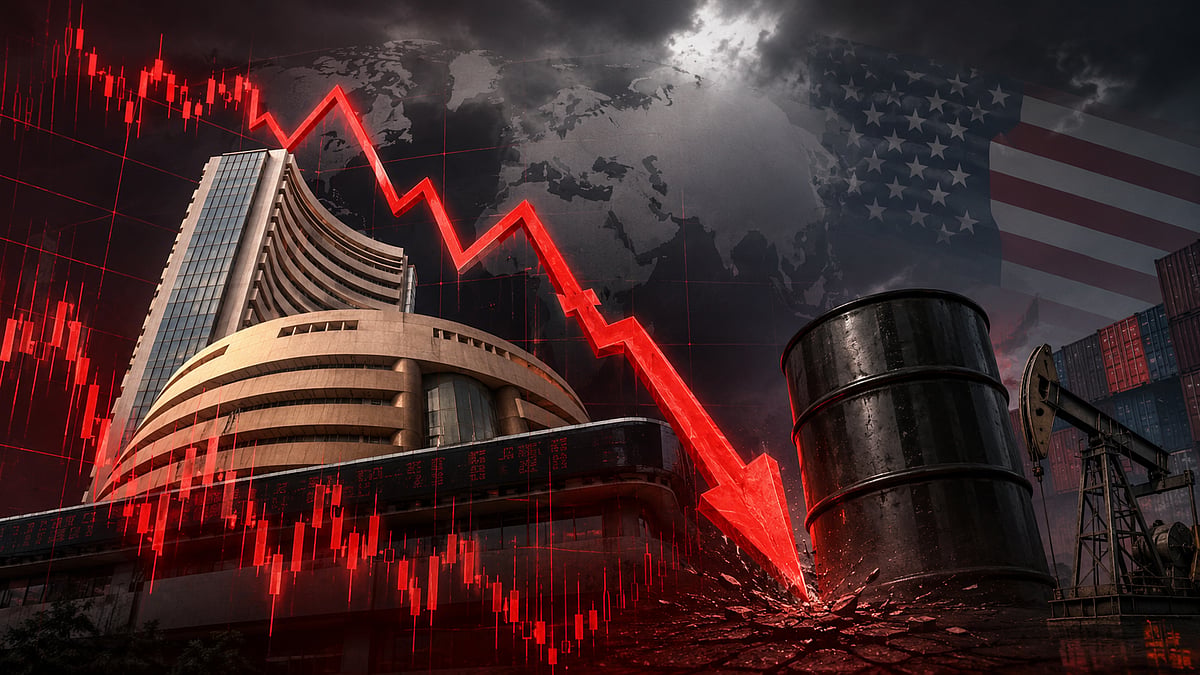 Sensex Slides 720 Points, Nifty Slips Below 24,000 as Oil Surge, US Tariff Fears Rattle Markets