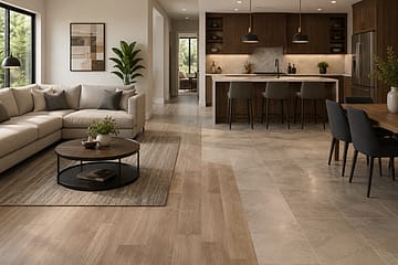How to Match Living Room Flooring with Your Kitchen Design