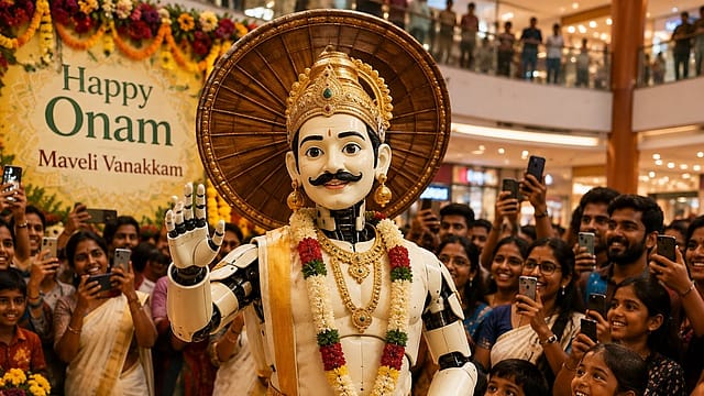 ‘Robo Maveli’ Has Arrived: AI Humanoid Steals the Show at Kerala’s Onam Celebrations