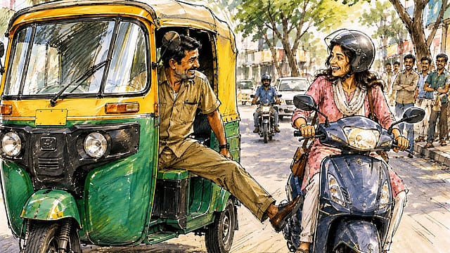 Bengaluru Auto Driver Becomes Internet Hero After ‘Towing’ a Stranger’s Broken Scooter With His Foot