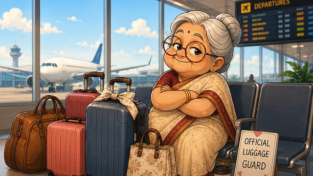 ‘What if someone takes it?’: Grandmother Guards Luggage at Airport, Becomes Internet’s Fav Security Officer