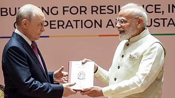 Prime Minister Narendra Modi gifts Russian President Vladimir Putin a Russian translation of the Tamil classic Thirukkural during bilateral talks in New Delhi on Friday, ahead of the BRICS Summit. Composed by Thiruvalluvar, its 1,330 couplets explore virtue, wealth, statecraft and love