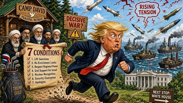 Donald Trump returned early from Camp David as Iran pressed its conditions for talks and warned of a “decisive war”. The US President also unveiled plans for an “AI Force” and attacked Supreme Court decisions on tariffs and citizenship Donald Trump returned early from Camp David as Iran pressed its conditions for talks and warned of a “decisive war”. The US President also unveiled plans for an “AI Force” and attacked Supreme Court decisions on tariffs and citizenship