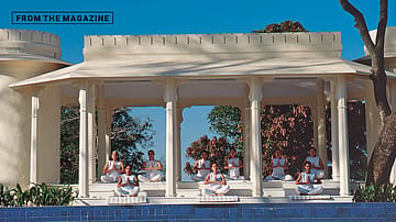 A meditation session at Ananda in the Himalayas, Uttarakhand