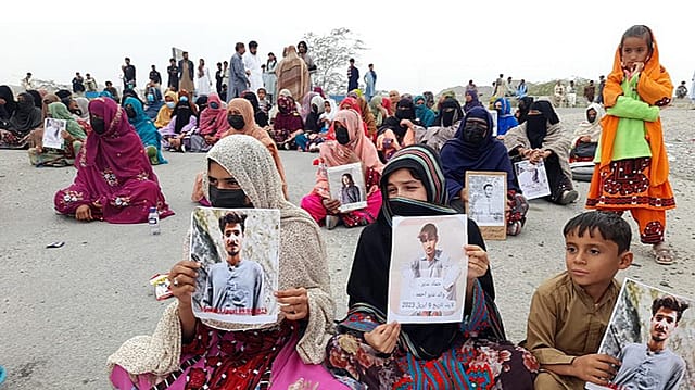 Members of the Baloch Yakjehti Committee stage a sit-in protest over alleged atrocities against Baloch people (File Photo)