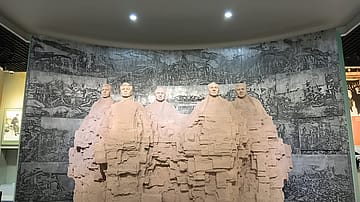 A sculpture of the doctors of the Indian Medical Mission in Hebei, China