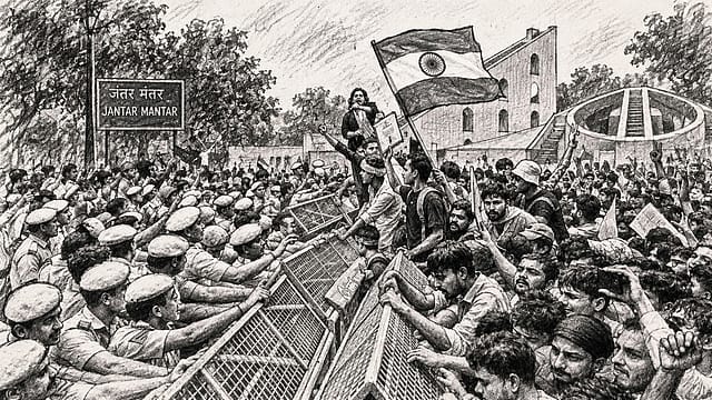 Built to chart the heavens, Jantar Mantar spent three decades as Delhi’s loudest address for grievance. On October 12, it lost the title. Built to chart the heavens, Jantar Mantar spent three decades as Delhi’s loudest address for grievance. On October 12, it lost the title.