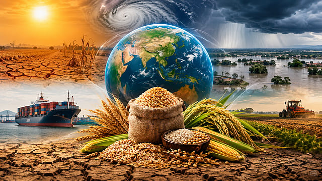 Climate change is increasing the risk of simultaneous crop failures across major global breadbaskets, threatening food supplies and driving prices higher. India faces a double challenge as both a vulnerable consumer and a major food exporter. Climate change is increasing the risk of simultaneous crop failures across major global breadbaskets, threatening food supplies and driving prices higher. India faces a double challenge as both a vulnerable consumer and a major food exporter.