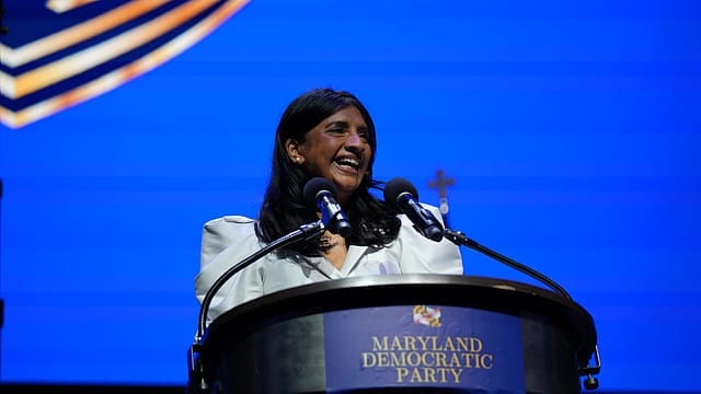 Born in Andhra Pradesh, India, Miller moved to the US with her family at the age of seven. She is Maryland’s first woman of colour and first immigrant elected to statewide office. Born in Andhra Pradesh, India, Miller moved to the US with her family at the age of seven. She is Maryland’s first woman of colour and first immigrant elected to statewide office.