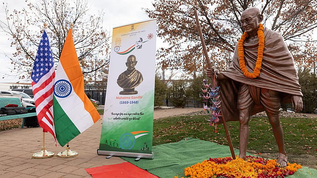 The first life-size statue of Mahatma Gandhi in North Dakota, United States was unveiled at Peace Park in Bismarck on Thursday. The first life-size statue of Mahatma Gandhi in North Dakota, United States was unveiled at Peace Park in Bismarck on Thursday.