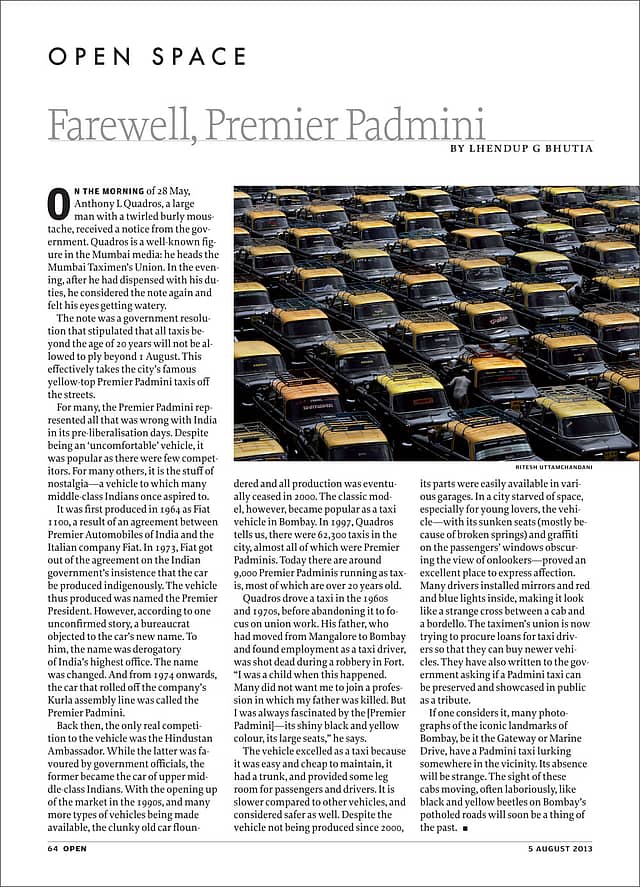 Farewell, Premier Padmini