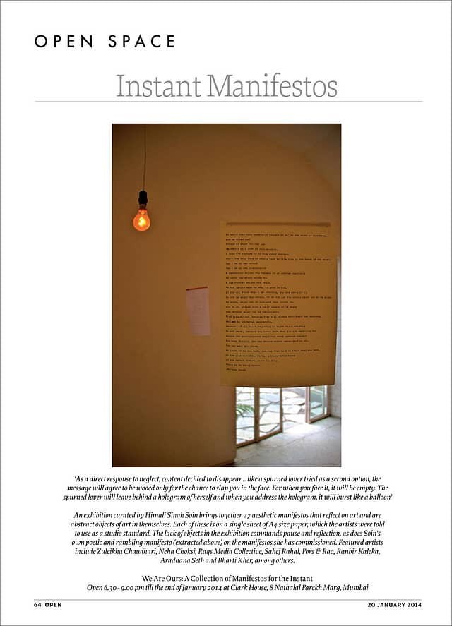 Instant Manifestos