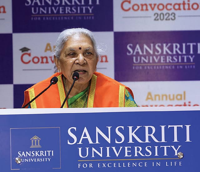 The Honourable Governor of Uttar Pradesh, Smt. Anandiben Patel, conferred degrees at the 4th convocation ceremony of Sanskriti University