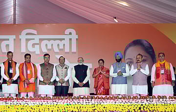 Prime Minister Narendra Modi at the swearing-in ceremony of Rekha Gupta as the Chief Minister of Delhi, February 20, 2025